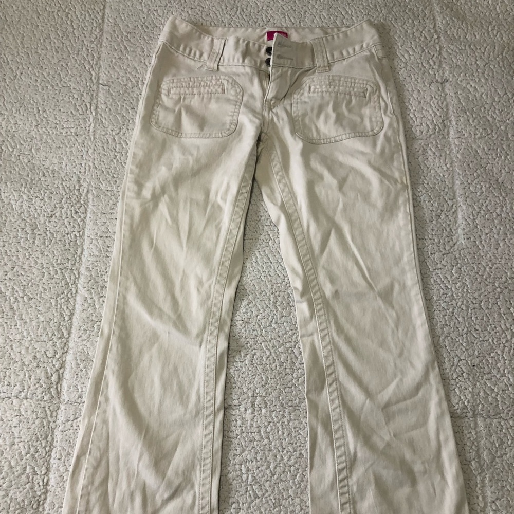y2k cream low rise flare pants